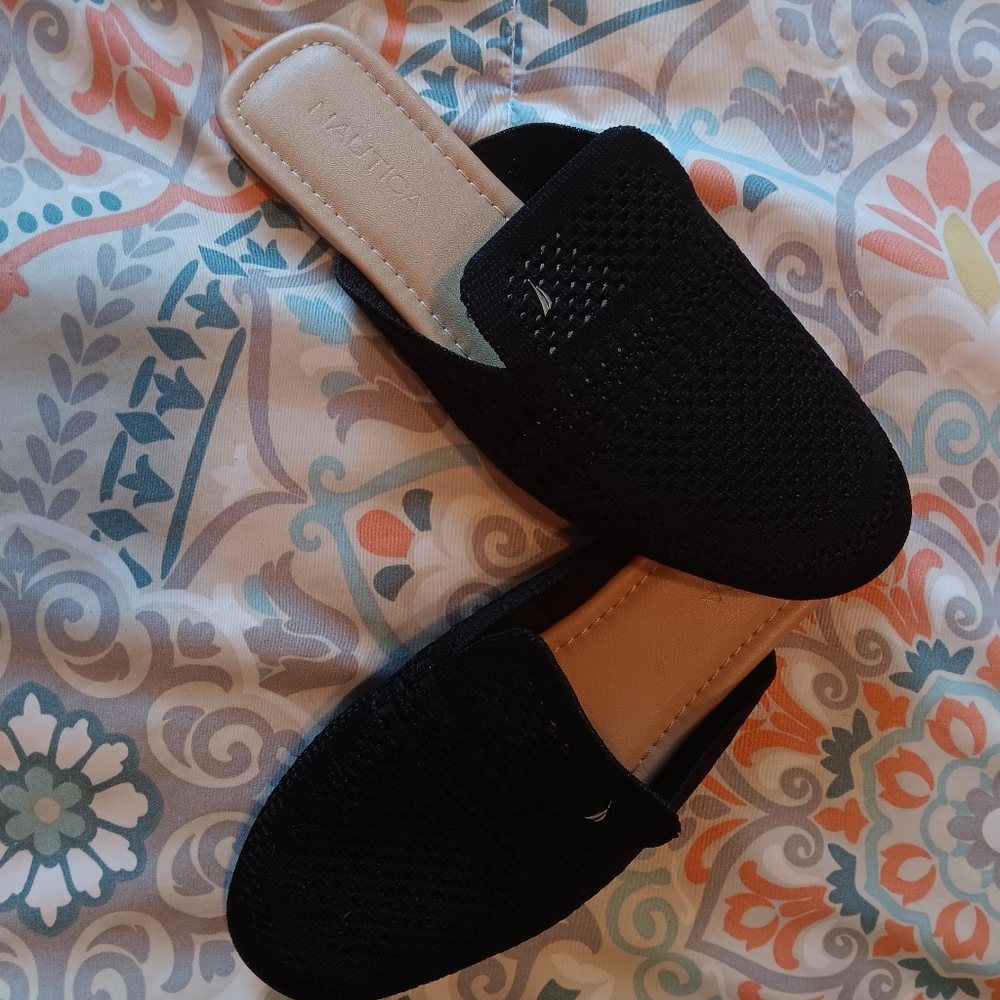 Nautica Black Women's Slide On Flats